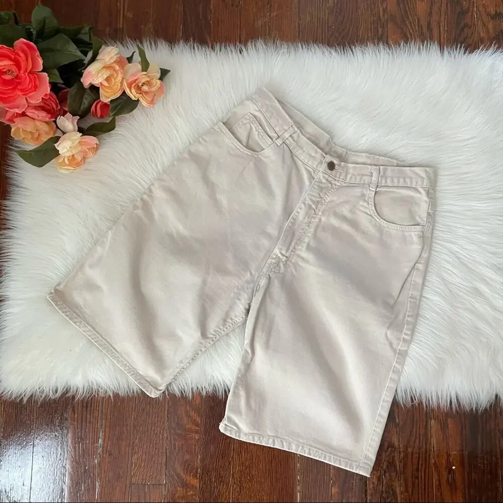 Vintage Oscar de la Renta High Waist Shorts Denim Tan